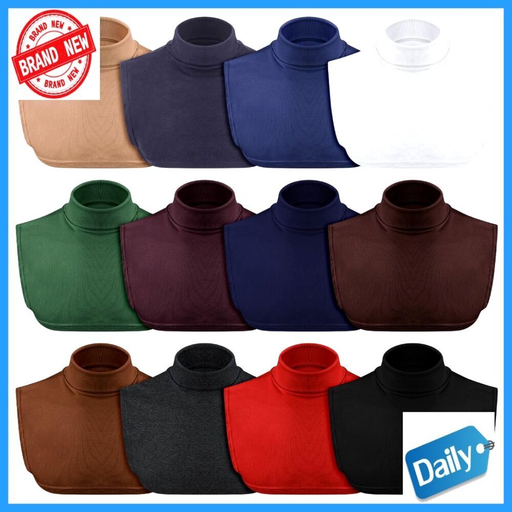 12-Piece Cotton Mock Turtleneck Dickey Collar Set for Layering